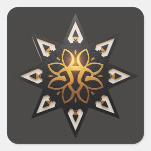 🌟Sacred Geometry Mandala – Timeless Golden Star Square Sticker