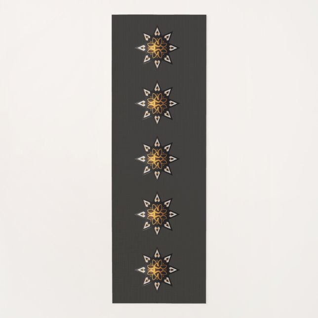 🌟Sacred Geometry Mandala – Timeless Golden Star Yoga Mat (Front)