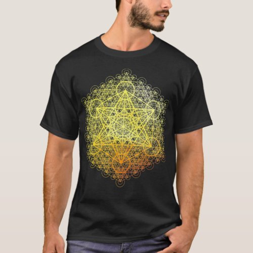 Sacred Geometry Metatron Cube Transcendence Gold S T_Shirt