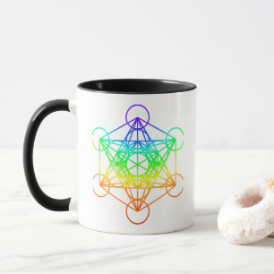 Sacred Geometry Metatron's Cube in raibow colors Mug