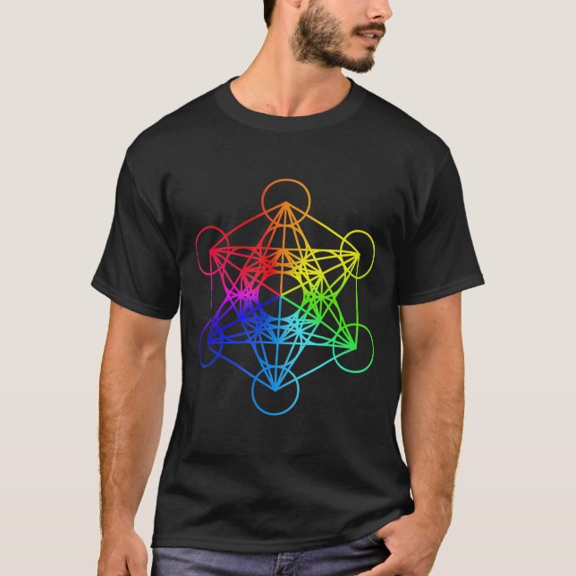 Sacred Geometry Metatrons Cube Zen Yoga T-Shirt (Front)