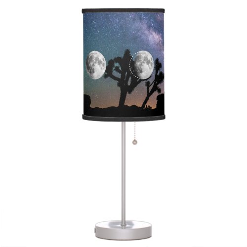Sacred Geometry Moon Phase in Milky Way  Table Lamp