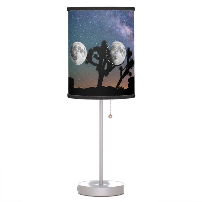 Sacred Geometry Moon Phase in Milky Way  Table Lamp (Left)