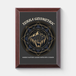 Sacred Geometry Nature Fusion • Mountains & Forest Award Plaque