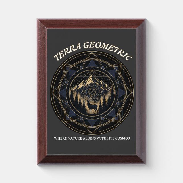 Sacred Geometry Nature Fusion • Mountains & Forest Award Plaque (Vertical)