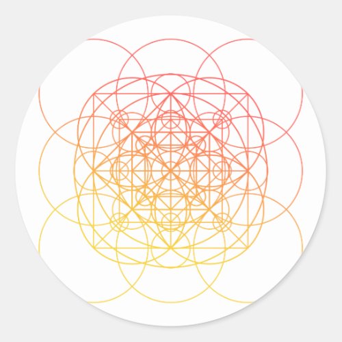 Sacred Geometry Orange Squared Circles Classic Round Sticker