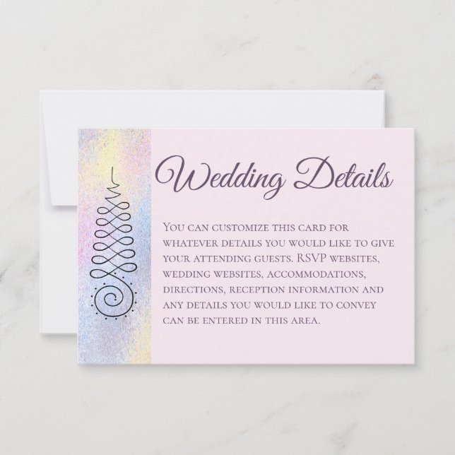 *~* Sacred Geometry Pastel Wedding Details RSVP Card (Front)