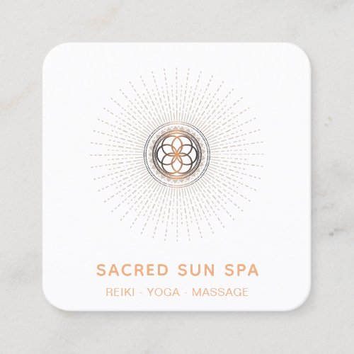 *~* Sacred Geometry Radiating Sun Energy Beams Square Business Card