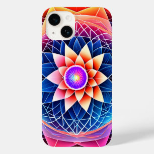 Sacred Geometry Rainbow Mandala Neon Lotus Flower Case-Mate iPhone 14 Case