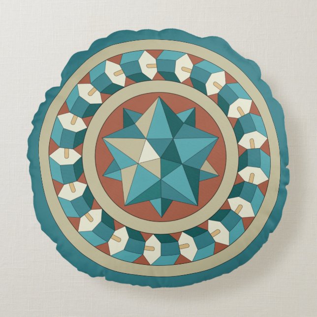 Sacred Geometry  Round Pillow (Front)