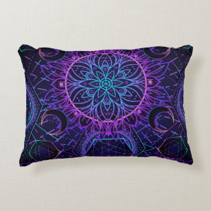 Sacred Geometry seamless pattern. Hindu symbols of Accent Pillow