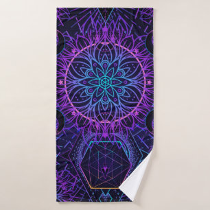 Sacred Geometry seamless pattern. Hindu symbols of Bath Towel