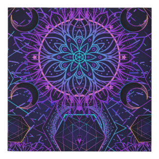 Sacred Geometry seamless pattern. Hindu symbols of Faux Canvas Print