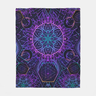 Sacred Geometry seamless pattern. Hindu symbols of Fleece Blanket