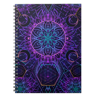 Sacred Geometry seamless pattern. Hindu symbols of Notebook