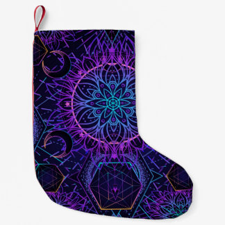 Sacred Geometry seamless pattern. Hindu symbols of Small Christmas Stocking