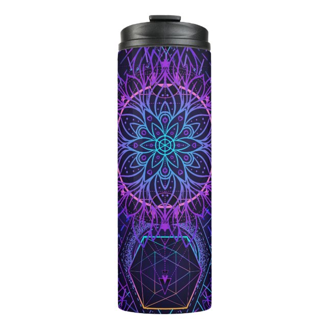 Sacred Geometry seamless pattern. Hindu symbols of Thermal Tumbler (Front)