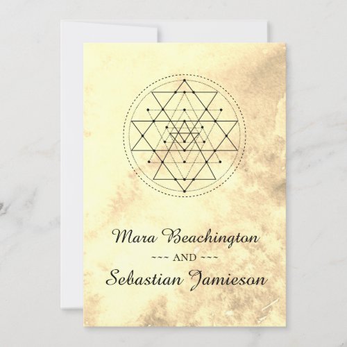 *~* Sacred Geometry Sepia Watercolor Wedding Invitation