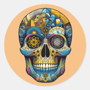 Sacred Geometry Skull Classic Round Sticker
