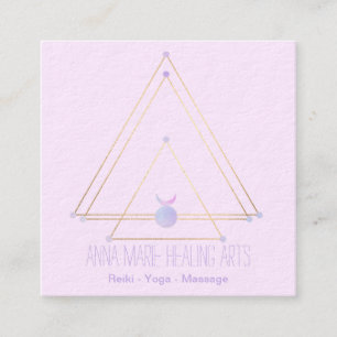 Sacred Geometry Spiritual New Age Gold and Pink Square Business Card