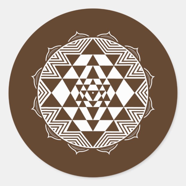 Sacred Geometry Sri Yantra Chakra Triangle  Classic Round Sticker (Front)