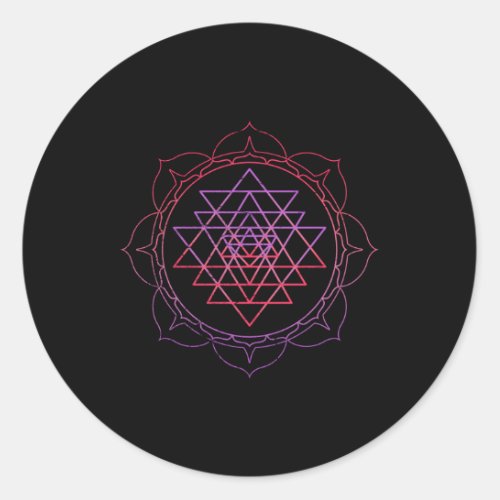Sacred Geometry Sri Yantra Yoga Lotus Dala Psy Goa Classic Round Sticker
