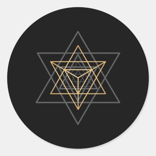 Sacred Geometry Star Tetrahedron Merkaba Classic Round Sticker (Front)