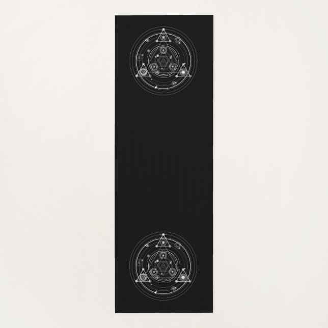 Sacred geometry style black pentagram yoga mat (Back)