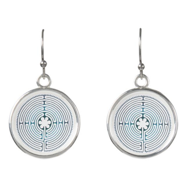 Sacred Geometry Symbol - Chartres Labyrinth 1 Earrings (Front)