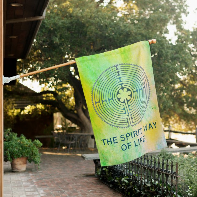 Sacred Geometry Symbol - Chartres Labyrinth 1 House Flag (In SItu)