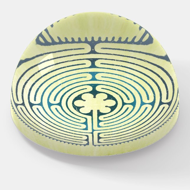 Sacred Geometry Symbol - Chartres Labyrinth 1 Paperweight (Angled)