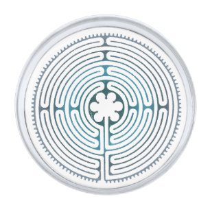 Sacred Geometry Symbol - Chartres Labyrinth 1 Silver Finish Lapel Pin