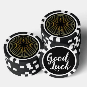 Sacred Geometry Symbol - Chartres Labyrinth 4 Poker Chips