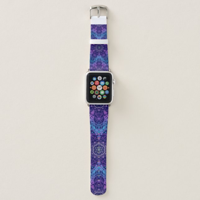 Sacred Geometry Symbols in Mandala seamless patter Apple Watch Band (Front)