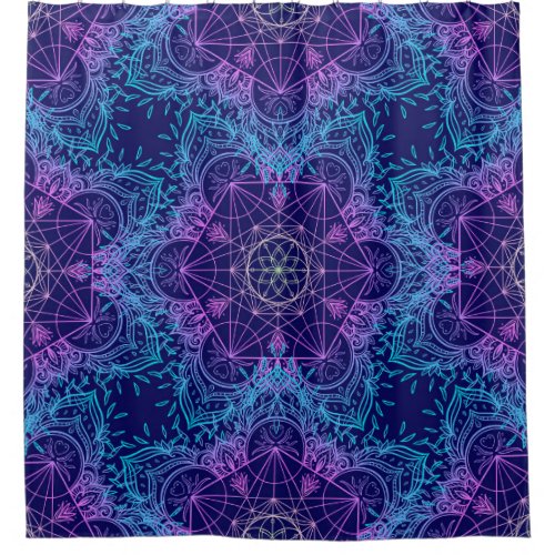 Sacred Geometry Symbols in Mandala seamless patter Shower Curtain