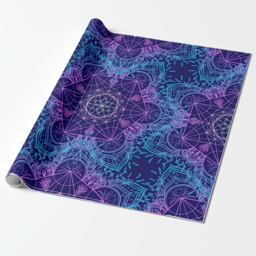Sacred Geometry Symbols in Mandala seamless patter Wrapping Paper