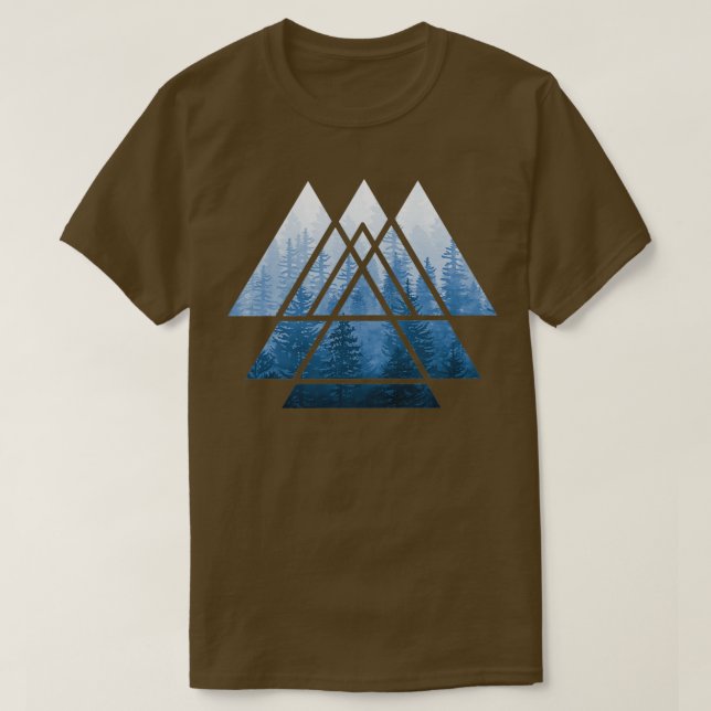 Sacred Geometry Triangles Misty Forest Blues 1 T-Shirt (Design Front)