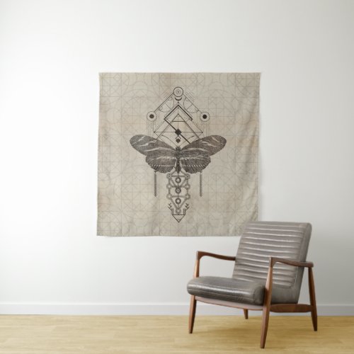 Sacred Geometry Zebra Longwing Butterfly Tapestry