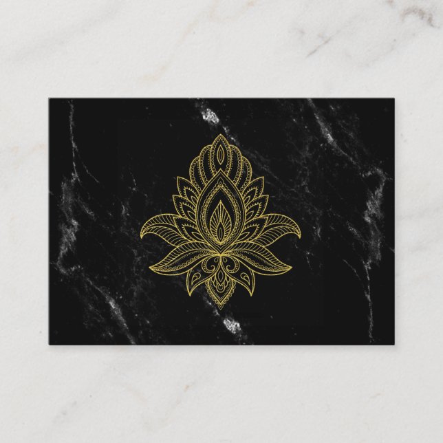 ~ Sacred Gold Hamsa Abstract White Black Marble Business Card (Front)