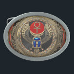 Sacred Golden Egyptian Winged Scarab & Ankh Belt Buckle<br><div class="desc">Introducing ‘Treasures of Egypt’ Collection by Serge Averbukh, showcasing new media paintings of various ancient Egyptian artifacts and symbols. Here you will find pieces featuring Sacred Golden Egyptian Winged Scarab with Ankh. Sacred Egyptian Scarab was a popular amulet in ancient Egypt. According to ancient Egyptian myths, the sun (Ra) rolls...</div>