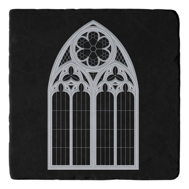 Sacred Gothic Architecture Window Trivet Black (Front)