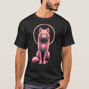 Sacred Halo Wolf Geometric Animal Art T-Shirt
