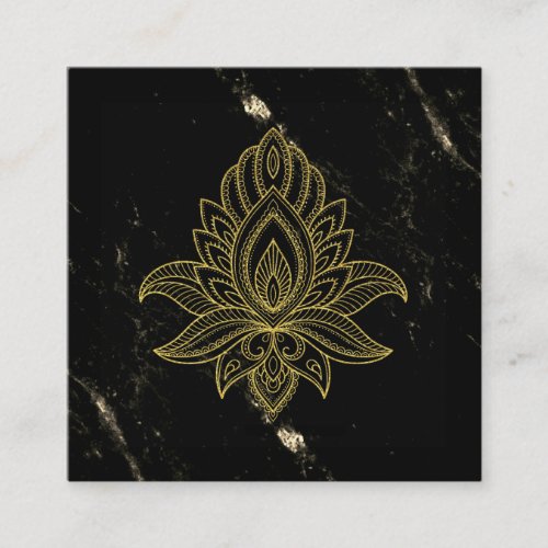  Sacred Hamsa  Gold Abstract Black Marble Square Business Card