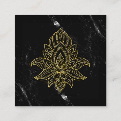  Sacred Hamsa Gold Abstract White Black Marble Square Business Card