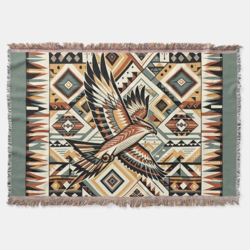 Sacred Hawk Southwestern Style Sherpa Blanket