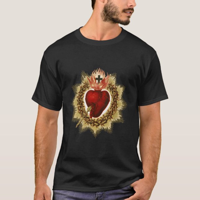 Sacred He Of Jesus Christ Catholic T-Shirt (Front)