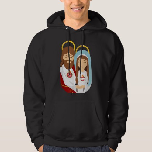 Sacred Heart and Immaculate Heart Picture Jesus an Hoodie
