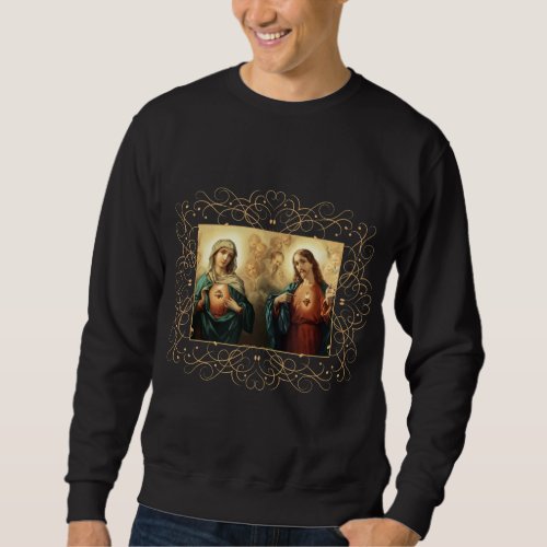Sacred Heart and Immaculate Heart Picture Jesus an Sweatshirt