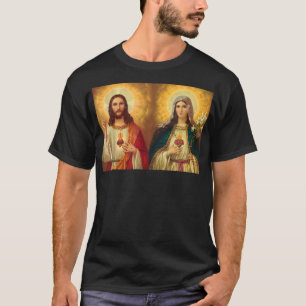 Sacred Heart and Immaculate Heart Picture Jesus an T-Shirt