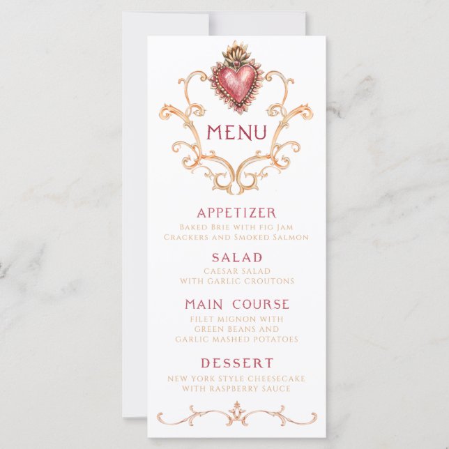 Sacred Heart Baroque Dinner Menu (Front)